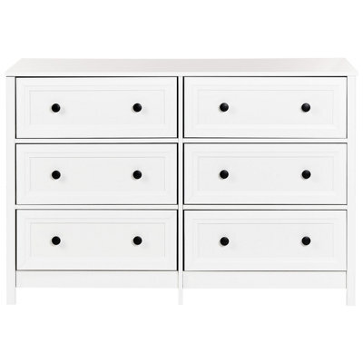 Wyld And Coco Novacasa 6-Drawer Chest White With Black Accents And Solid Wood Legs, W120 X D45 X H80Cm - image 1