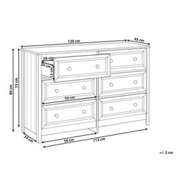 Wyld And Coco Novacasa 6-Drawer Chest White With Black Accents And Solid Wood Legs, W120 X D45 X H80Cm - thumbnail 4