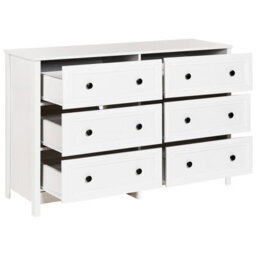 Wyld And Coco Novacasa 6-Drawer Chest White With Black Accents And Solid Wood Legs, W120 X D45 X H80Cm - thumbnail 6