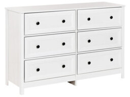 Wyld And Coco Novacasa 6-Drawer Chest White With Black Accents And Solid Wood Legs, W120 X D45 X H80Cm - thumbnail 3