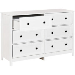 Wyld And Coco Novacasa 6-Drawer Chest White With Black Accents And Solid Wood Legs, W120 X D45 X H80Cm - thumbnail 5