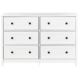 Wyld And Coco Novacasa 6-Drawer Chest White With Black Accents And Solid Wood Legs, W120 X D45 X H80Cm - thumbnail 1