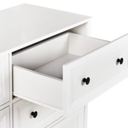 Wyld And Coco Novacasa 6-Drawer Chest White With Black Accents And Solid Wood Legs, W120 X D45 X H80Cm - thumbnail 8