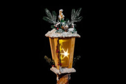 Shatchi 85Cm Wooden Lamppost Warm White Rotating Star Leds Snow Covered Lantern Indoor Christmas Decorations, Wood, Brown - thumbnail 3