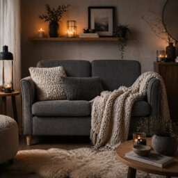 Wyld Haus Sono Dark Grey Compact 2-Seater Sofa 141Cm With Wooden Legs And Armrests - thumbnail 1