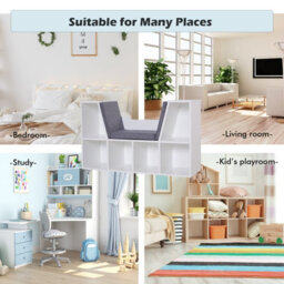 Wyld Haus Vezito White And Grey Cube Bookcase With Cushioned Reading Seat, L102 X D30 X H61Cm - thumbnail 7