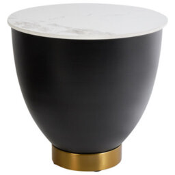 Beliani Side Table Nadine Ceramic Black With Storage - thumbnail 1