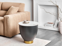 Beliani Side Table Nadine Ceramic Black With Storage - thumbnail 2