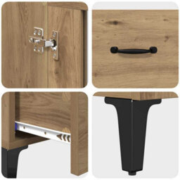 Walplus Highboard Artisan Oak 70 X 31 X 115 Cm Engineered Wood And Iron - thumbnail 9