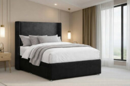 "Nexus Portofino Plush Divan, Black, 54"" Winged Hb, 2 Drawers Foot-End, Open Coil Mattress, Small Double" - thumbnail 2