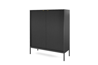 Arte Nova Contemporary Highboard Cabinet 2 Hinged Doors 4 Shelves Black Matt  (H)1250mm (W)1040mm (D)390mm - image 1
