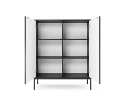 Arte Nova Contemporary Highboard Cabinet 2 Hinged Doors 4 Shelves Black Matt  (H)1250mm (W)1040mm (D)390mm - thumbnail 3