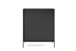 Arte Nova Contemporary Highboard Cabinet 2 Hinged Doors 4 Shelves Black Matt  (H)1250mm (W)1040mm (D)390mm - thumbnail 2