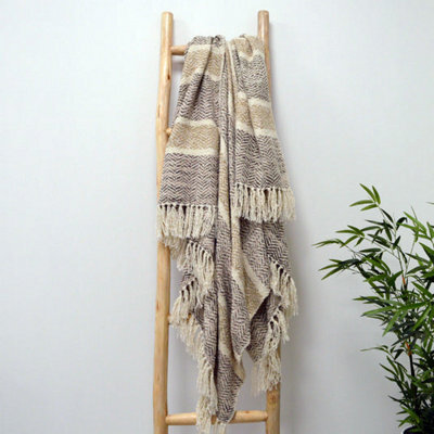Allure Bath Fashions Herringbone Throw Blanket - Small, Natural - image 1