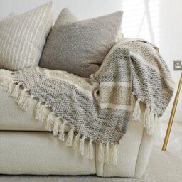 Allure Bath Fashions Herringbone Throw Blanket - Small, Natural - thumbnail 2