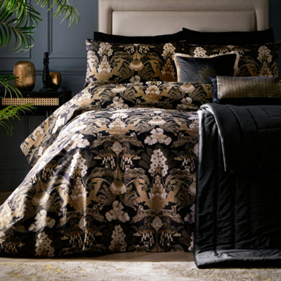 Laurence Llewelyn-Bowen Suburban Jungle Black 100% Cotton Rich Duvet Cover Set - image 1