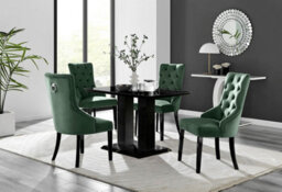 Furniturebox Uk Imperia 4 Black Dining Table And 4 Green Belgravia Black Leg Chairs - thumbnail 1