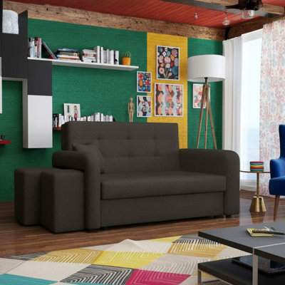 Viva Home Ii Sofa Bed With Two Ottomans For Living Room Chipboard Metal Legs Sleeping Function 158 Cm Brown Left - image 1