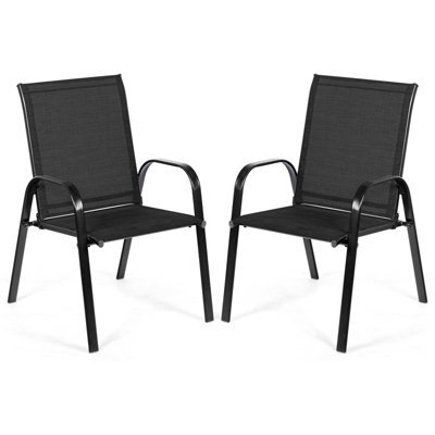 Costway Set Of 2 Patio Chairs Portable High Back Garden Camping Dining Chairs W/ Armrest - image 1