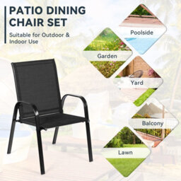 Costway Set Of 2 Patio Chairs Portable High Back Garden Camping Dining Chairs W/ Armrest - thumbnail 8