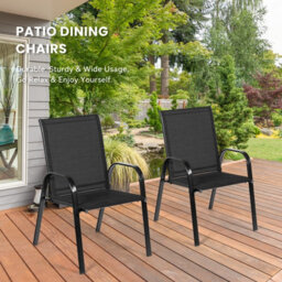 Costway Set Of 2 Patio Chairs Portable High Back Garden Camping Dining Chairs W/ Armrest - thumbnail 3