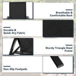 Costway Set Of 2 Patio Chairs Portable High Back Garden Camping Dining Chairs W/ Armrest - thumbnail 7