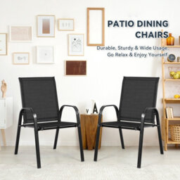 Costway Set Of 2 Patio Chairs Portable High Back Garden Camping Dining Chairs W/ Armrest - thumbnail 4