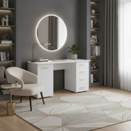 Amos Mann Furniture Munik White Office Study Computer Desk With Storage Drawers And Cupboard