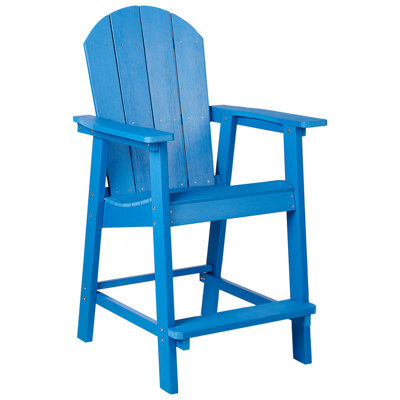 Beliani Garden Bar Chair Adirondack Synthetic Material Blue - image 1