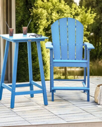 Beliani Garden Bar Chair Adirondack Synthetic Material Blue - thumbnail 2