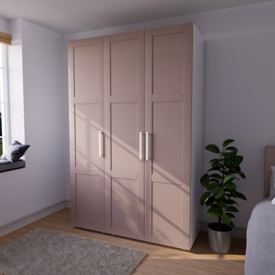 Atomia Contemporary Matt Antique Rose 2 Drawer Tall Triple Wardrobe With Pull-Out Basket (H)2247mm (W)1000mm (D)580mm - image 1