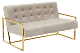 Orsina 2 Seat Mink Velvet Sofa, Button Tufting Sofa, Foam Padded Velvet Upholstery Sofa, Metal Frame Lounge Sofa - thumbnail 1