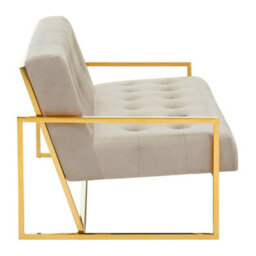Orsina 2 Seat Mink Velvet Sofa, Button Tufting Sofa, Foam Padded Velvet Upholstery Sofa, Metal Frame Lounge Sofa - thumbnail 2