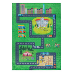 RugsX Bambino 2660 Washing Carpet City, Streets For Children Anti-Slip - Green Grey  140X200 Cm - thumbnail 2