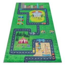 RugsX Bambino 2660 Washing Carpet City, Streets For Children Anti-Slip - Green Grey  140X200 Cm - thumbnail 4