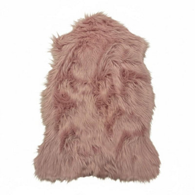 Homespace Direct Ltd Homespace Direct Luxury Faux Rabbit Fur Rug With Suede Backing Area Rug Plush Soft Accent Rug Blush Pink 60X90Cm