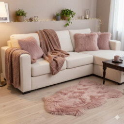 Homespace Direct Ltd Homespace Direct Luxury Faux Rabbit Fur Rug With Suede Backing Area Rug Plush Soft Accent Rug Blush Pink 60X90Cm - thumbnail 2