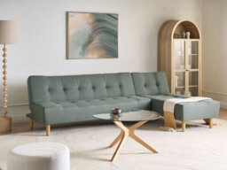 Beliani Modular Corner Sofa Bed 4 Seater Alsten Fabric Green Left Hand - thumbnail 2