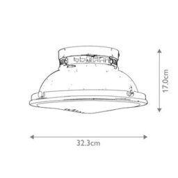 Luminosa Lighting Luminosa Amelia 2 Light Bowl Semi Flush Ceiling Light, Heritage Brass - thumbnail 5