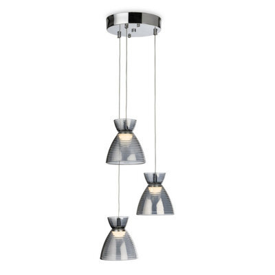 Luminosa Lighting Luminosa Royale 3 Light Cluster Chrome With Smoked Decorative Glass 3Xled 993Lm 3000K