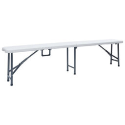 Berkfield Folding Garden Table With 2 Benches 180 Cm Steel And Hdpe White - thumbnail 8