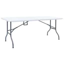 Berkfield Folding Garden Table With 2 Benches 180 Cm Steel And Hdpe White - thumbnail 4