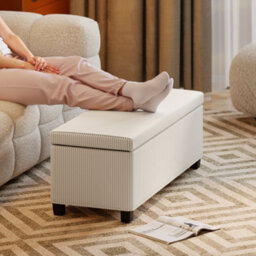 Wyld Haus Toha Beige Corduroy Storage Ottoman Bench With Removable Padded Lid, L112 X D42 X H40Cm - thumbnail 9