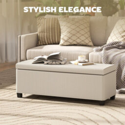 Wyld Haus Toha Beige Corduroy Storage Ottoman Bench With Removable Padded Lid, L112 X D42 X H40Cm - thumbnail 5