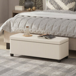 Wyld Haus Toha Beige Corduroy Storage Ottoman Bench With Removable Padded Lid, L112 X D42 X H40Cm - thumbnail 3