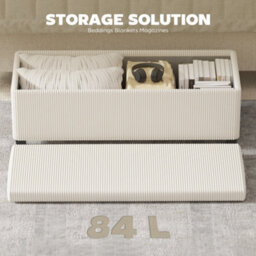 Wyld Haus Toha Beige Corduroy Storage Ottoman Bench With Removable Padded Lid, L112 X D42 X H40Cm - thumbnail 7