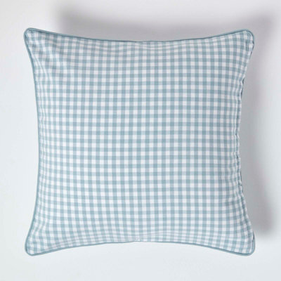Homescapes Cotton Gingham Check Blue Cushion Cover, 60 X 60 Cm - image 1