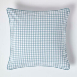 Homescapes Cotton Gingham Check Blue Cushion Cover, 60 X 60 Cm