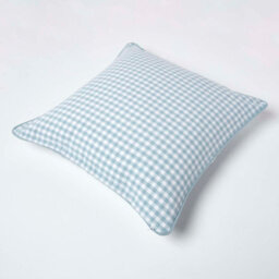 Homescapes Cotton Gingham Check Blue Cushion Cover, 60 X 60 Cm - thumbnail 4