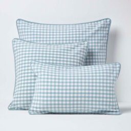 Homescapes Cotton Gingham Check Blue Cushion Cover, 60 X 60 Cm - thumbnail 5